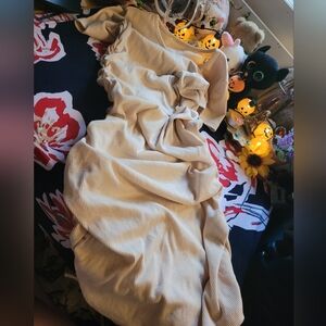 Cream body con ruched dress